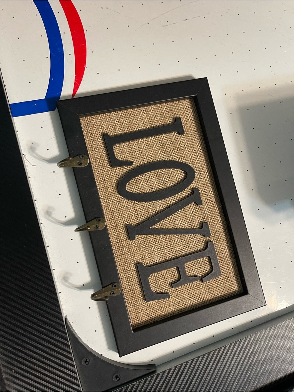 LOVE Burlap Wall Hook Frame - Black